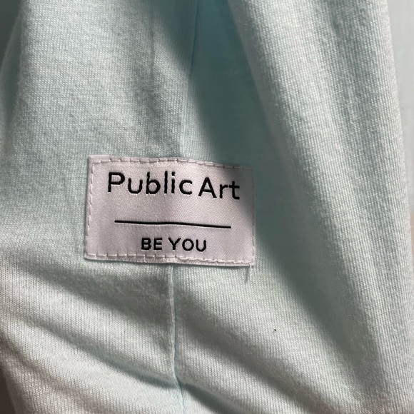 Men's T-shirt by Public Art. Popsicle graphic. Aqua/white/blue. Sz S - Picture 3 of 6